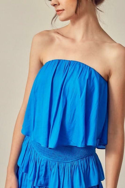 Monaco Paradise Blue Strapless Romper