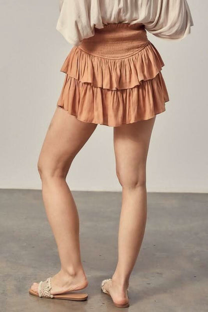 Monaco Peanut Ruffled Skort
