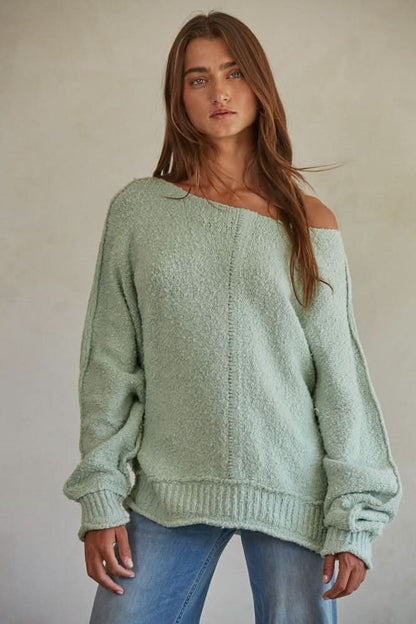 Elara Mint Knit Pullover Sweater