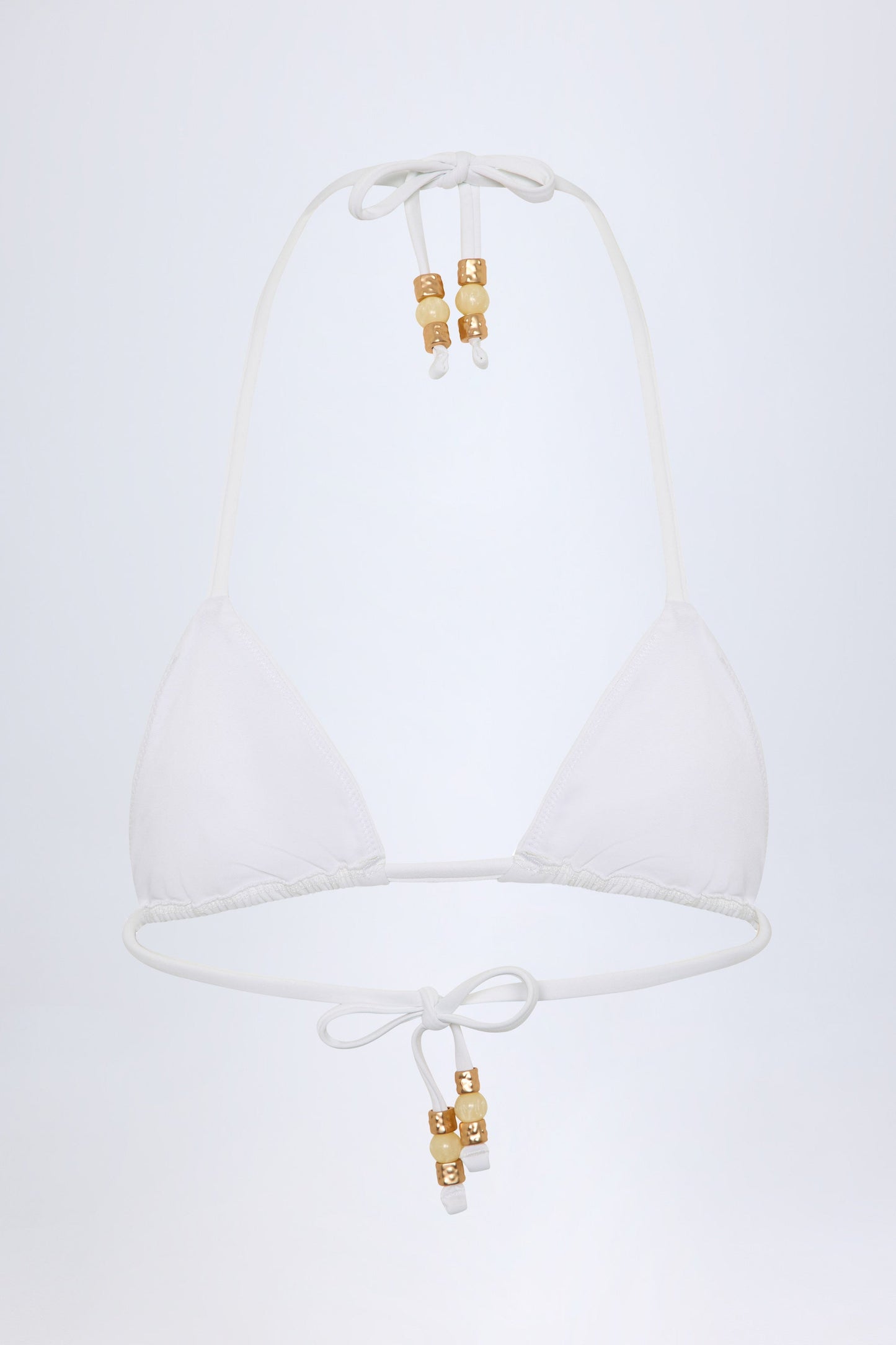 Charm-Detail Triangle Bikini Top in White