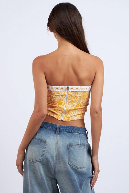 Cora Orange Floral Print Tube Top