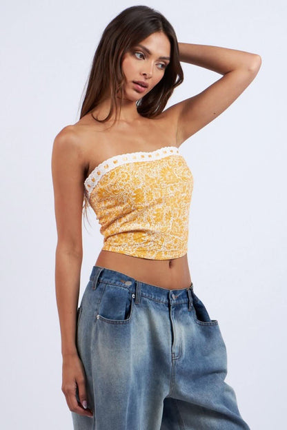 Cora Orange Floral Print Tube Top