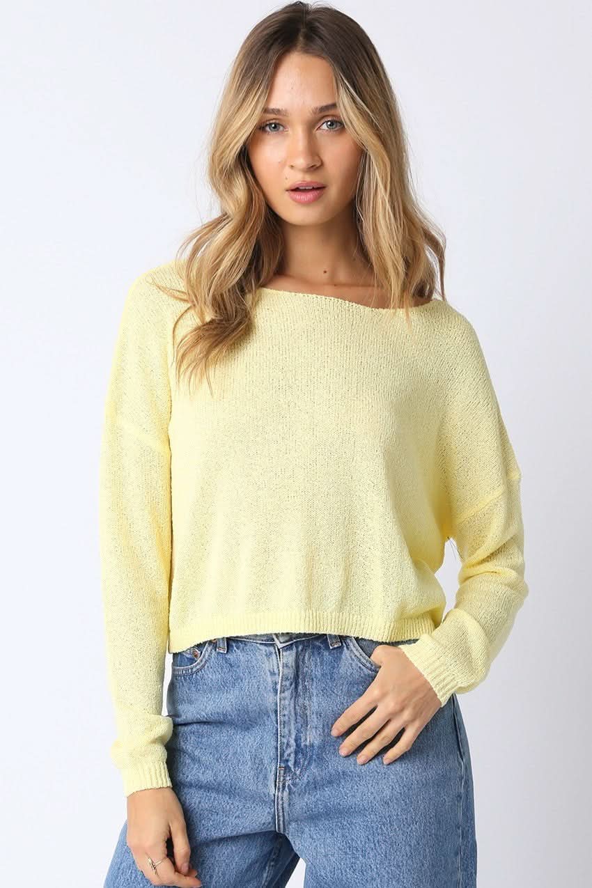 Micah Yellow Cropped Knit Sweater