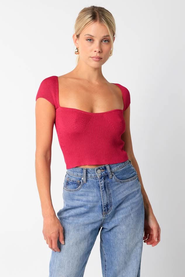 Emma Orchid Cap Sleeve Sweater Crop Top