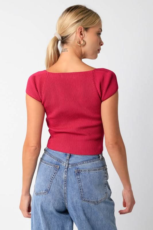 Emma Orchid Cap Sleeve Sweater Crop Top