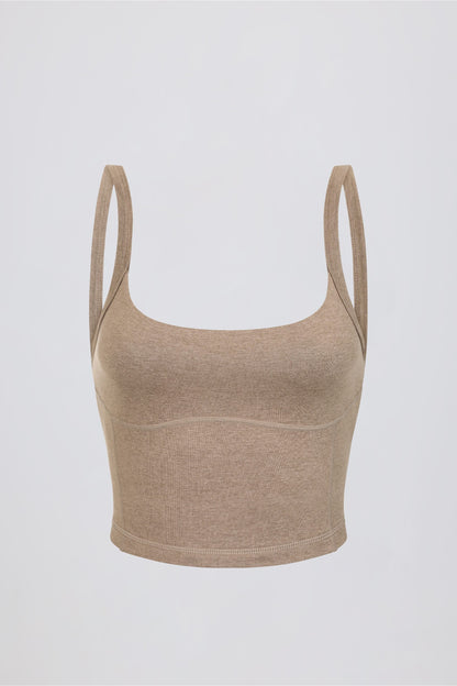 Cropped Tank Top in Mocha Marl