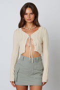 Paige Natural Tie-Front Sweater Top