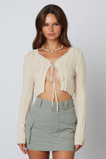 Paige Natural Tie-Front Sweater Top