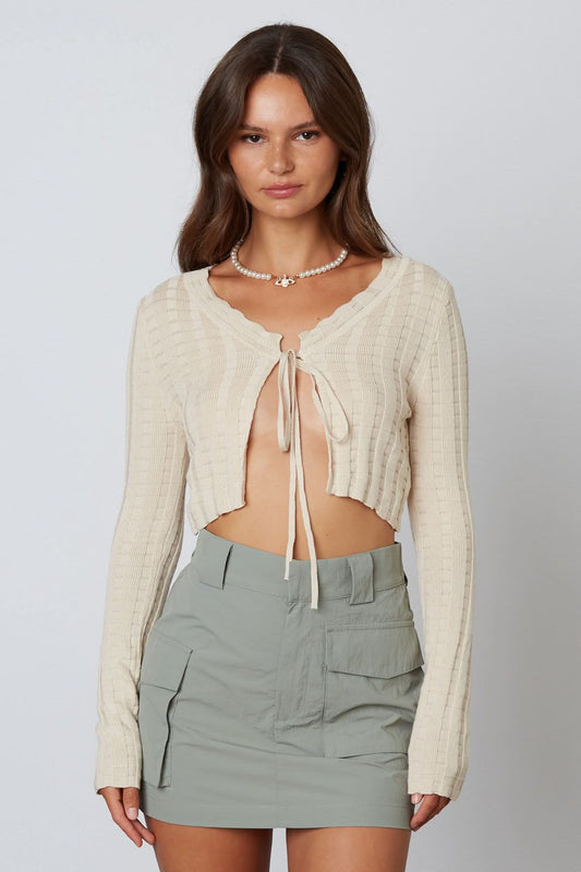 Paige Natural Tie-Front Sweater Top