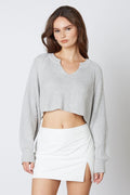 Day Off Grey Notched Neck Sweater