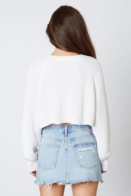 Day Off White Notched Neck Sweater
