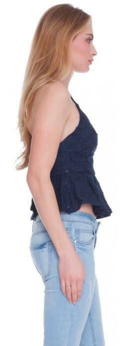 Emma Eyelash Navy Peplum Cami Top