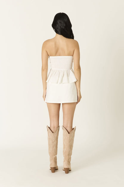 Genevieve White Peplum Tube Top