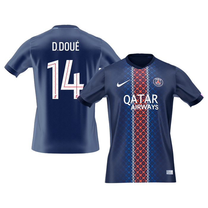 D.DOUé #14 PSG Home Soccer Jersey 2025/26