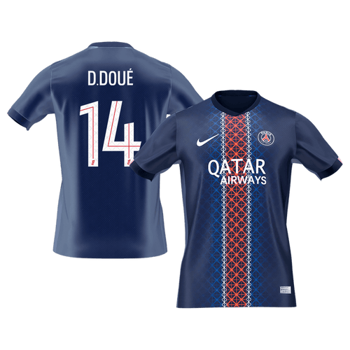 D.DOUé #14 PSG Home Soccer Jersey 2025/26
