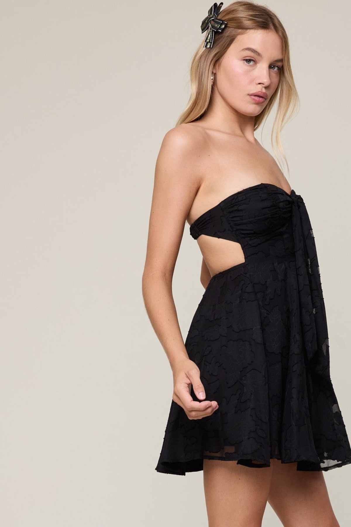 Edina Black Strapless Mini Dress