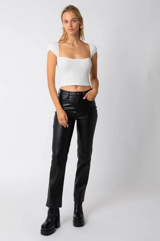 Emma Ivory Cap Sleeve Sweater Crop Top