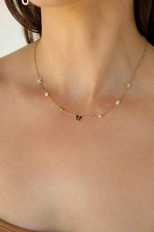 Ettika Subtle Butterflies and Pearl Necklace