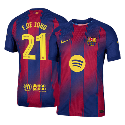 F.DE JONG #21 Barcelona Home Authentic Soccer Jersey 2025/26 - UCL