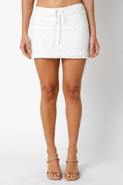 Forever Mine White Eyelet Mini Skirt