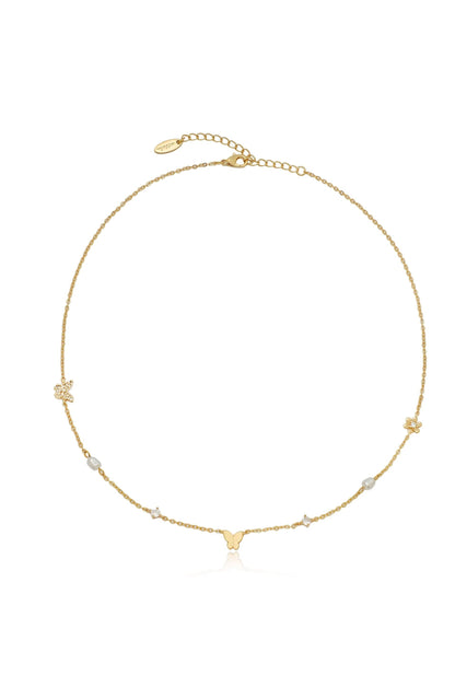 Ettika Subtle Butterflies and Pearl Necklace