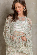 Lucky in Love Green Oversized Crochet Sweater