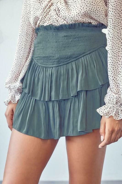 Monaco Balsam Green Ruffled Skort