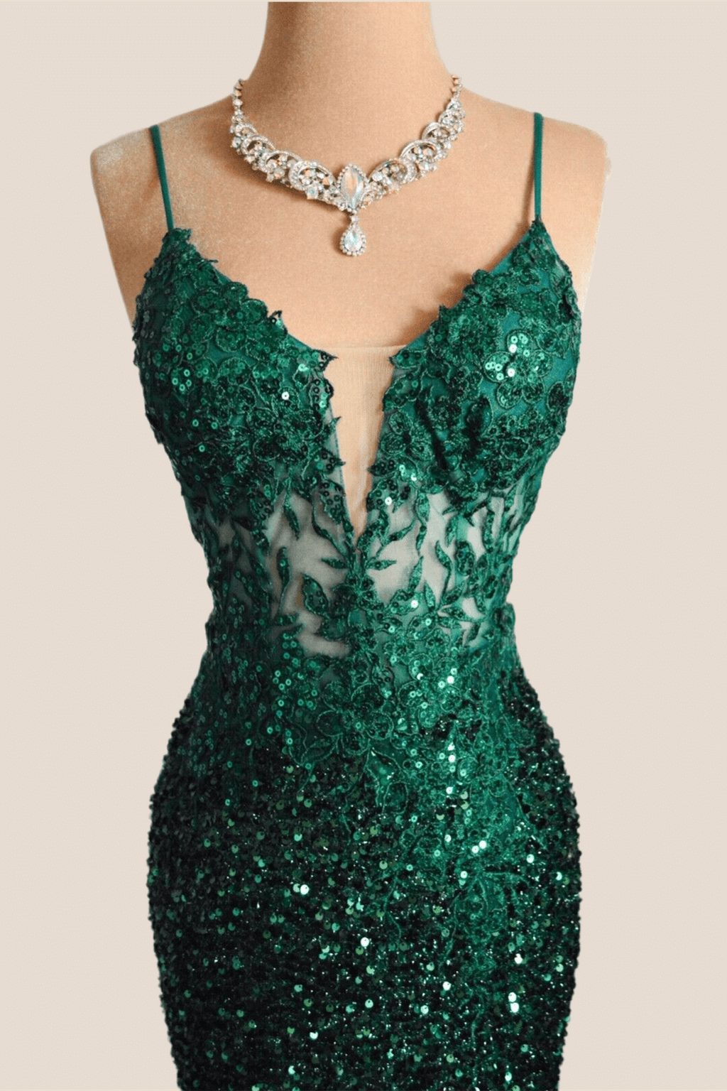 Emerald Green Sequin Mermaid Long Party Dress