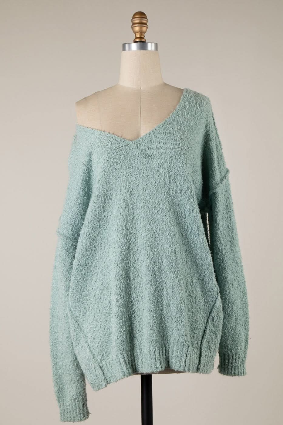 Harlow Mint V-Neck Pullover Sweater