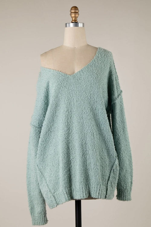 Harlow Mint V-Neck Pullover Sweater