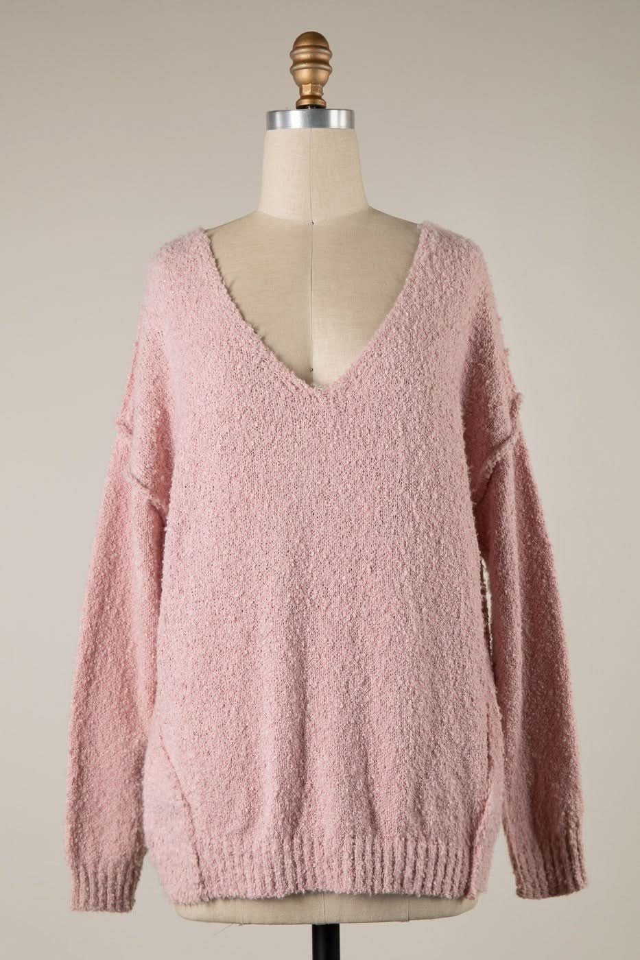 Harlow Pink V-Neck Pullover Sweater