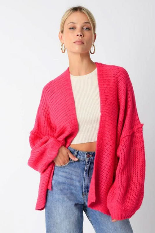 Lucie Open Front Pink Cardigan