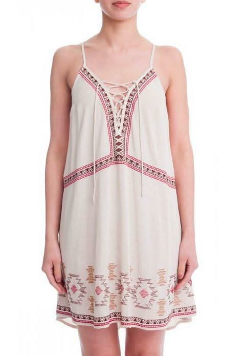Heart of Mine Taupe Embroidered Shift Dress