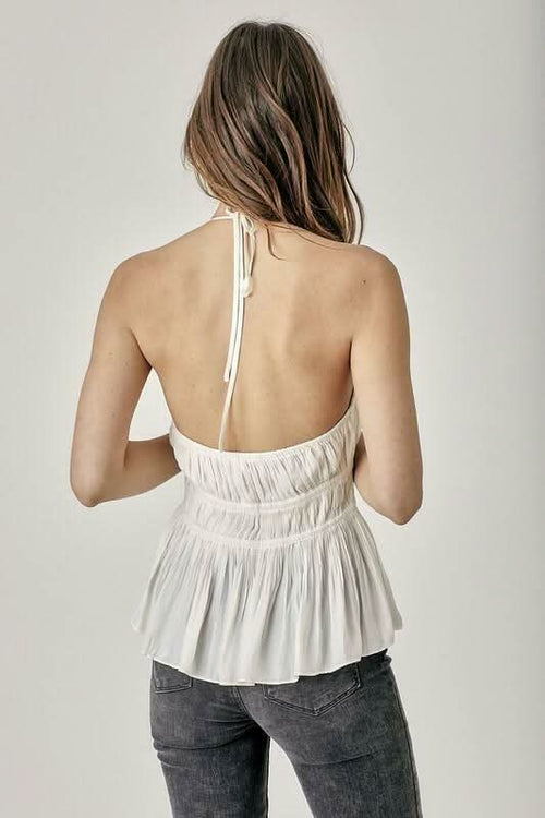 Lannie White Peplum Halter Top
