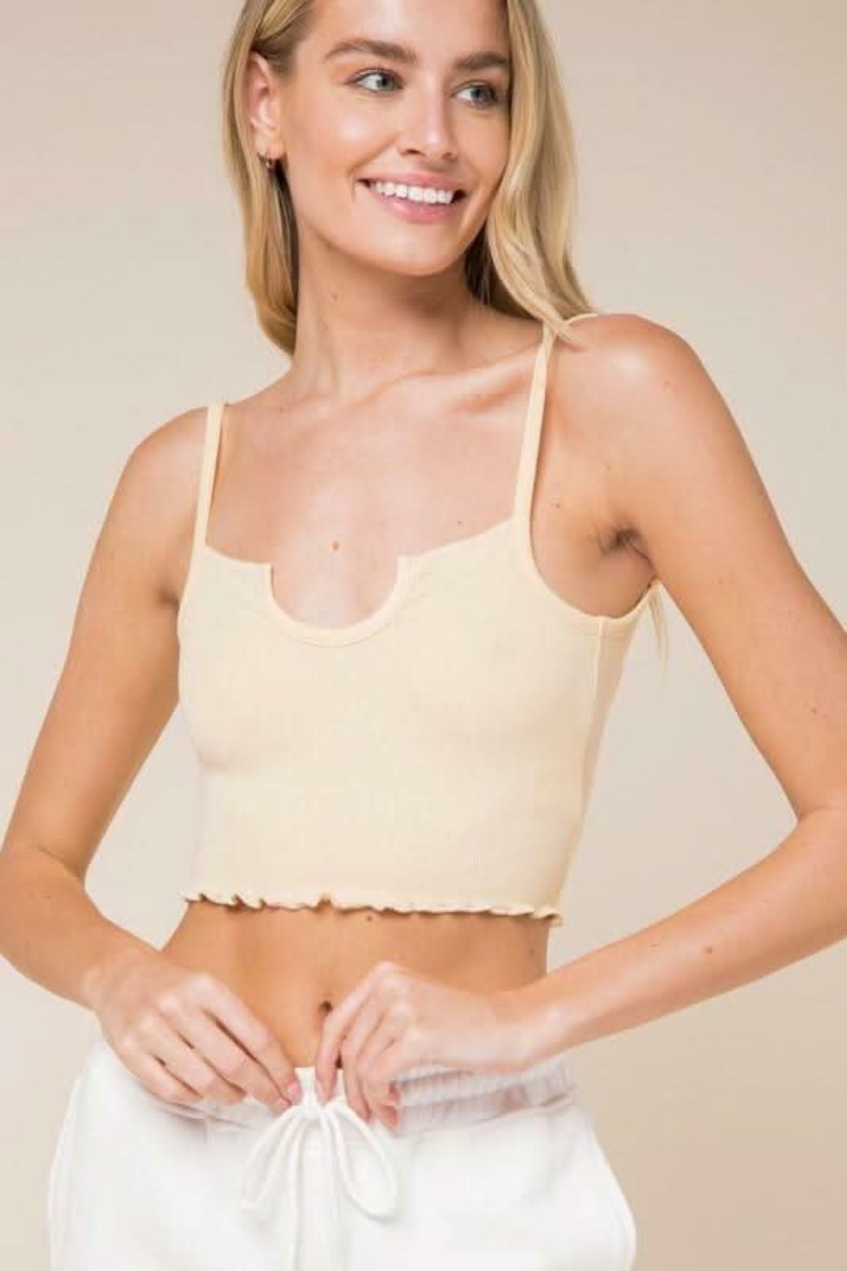 Don't Do It Vanilla Notch Cami Crop Top