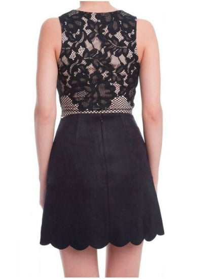 Hello Mademoiselle Black Suede Wrap Mini Skirt
