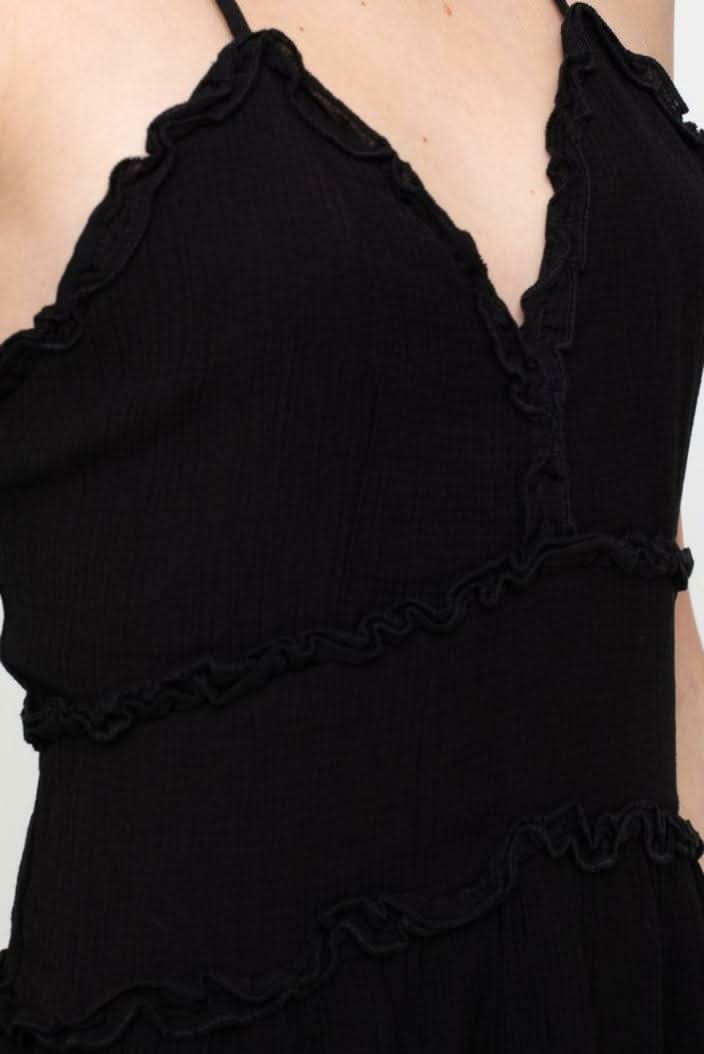 Gina Black Ruffle Mini Dress