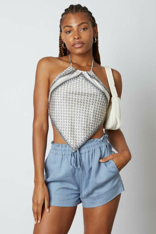 Everyday Slate Blue Smocked Waist Shorts
