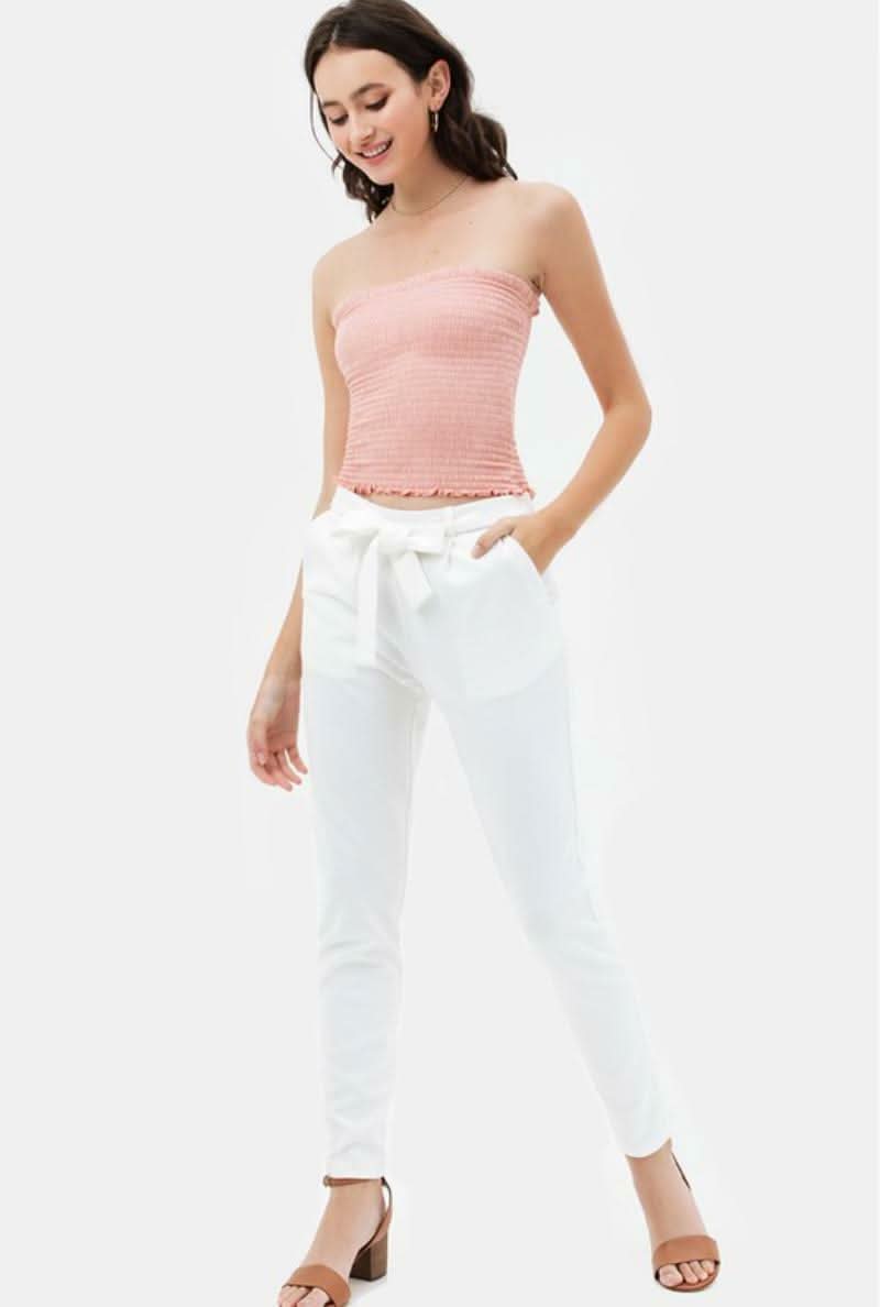 Kiss The Sun Blush Smocked Tube Top
