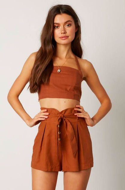 Jamie Cocoa Halter Crop Top