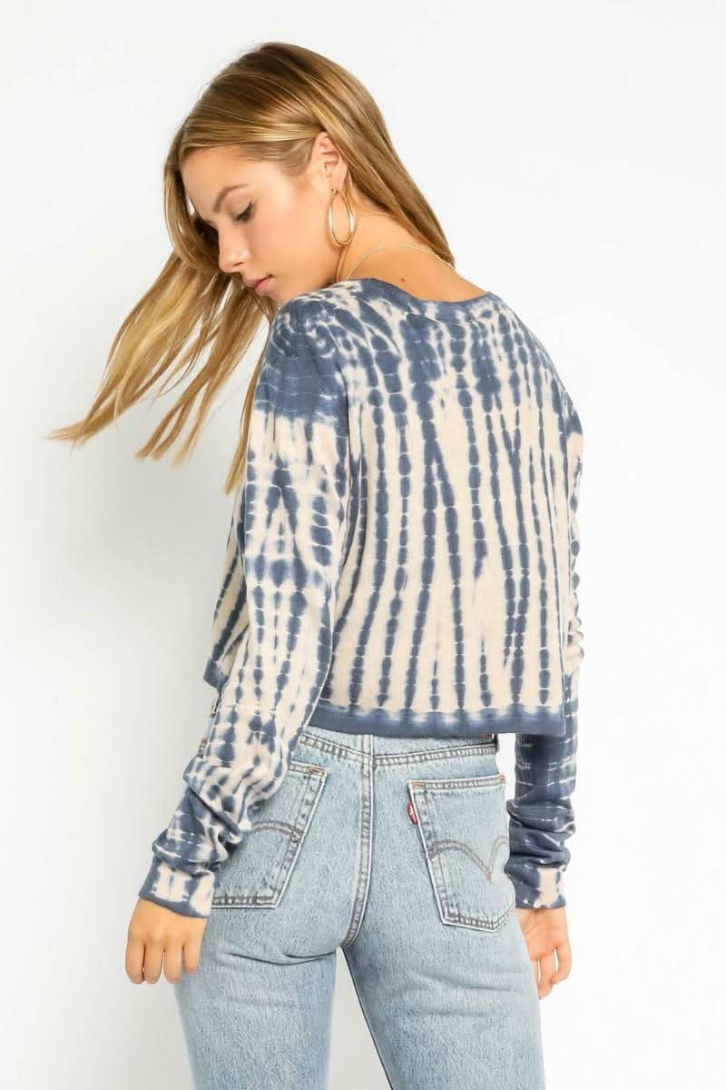 Manny Nude and Navy Tie-Dye Sweater Top