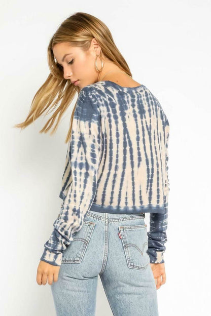Manny Nude and Navy Tie-Dye Sweater Top