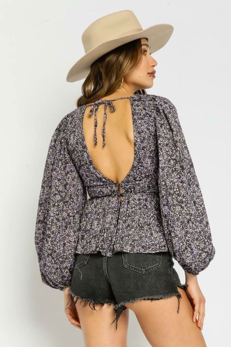 Escapade Purple Floral Babydoll Top