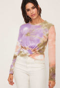 I Know You Do Peach and Olive Tie-Dye Twist Top