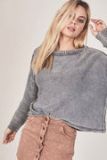 It's a Plan Washed Charcoal Grey Sweater Top