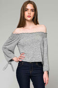 Montauk Heather Grey Off-The-Shoulder Top