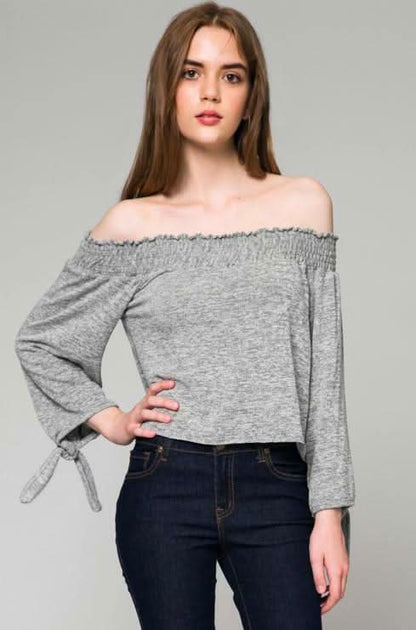Montauk Heather Grey Off-The-Shoulder Top