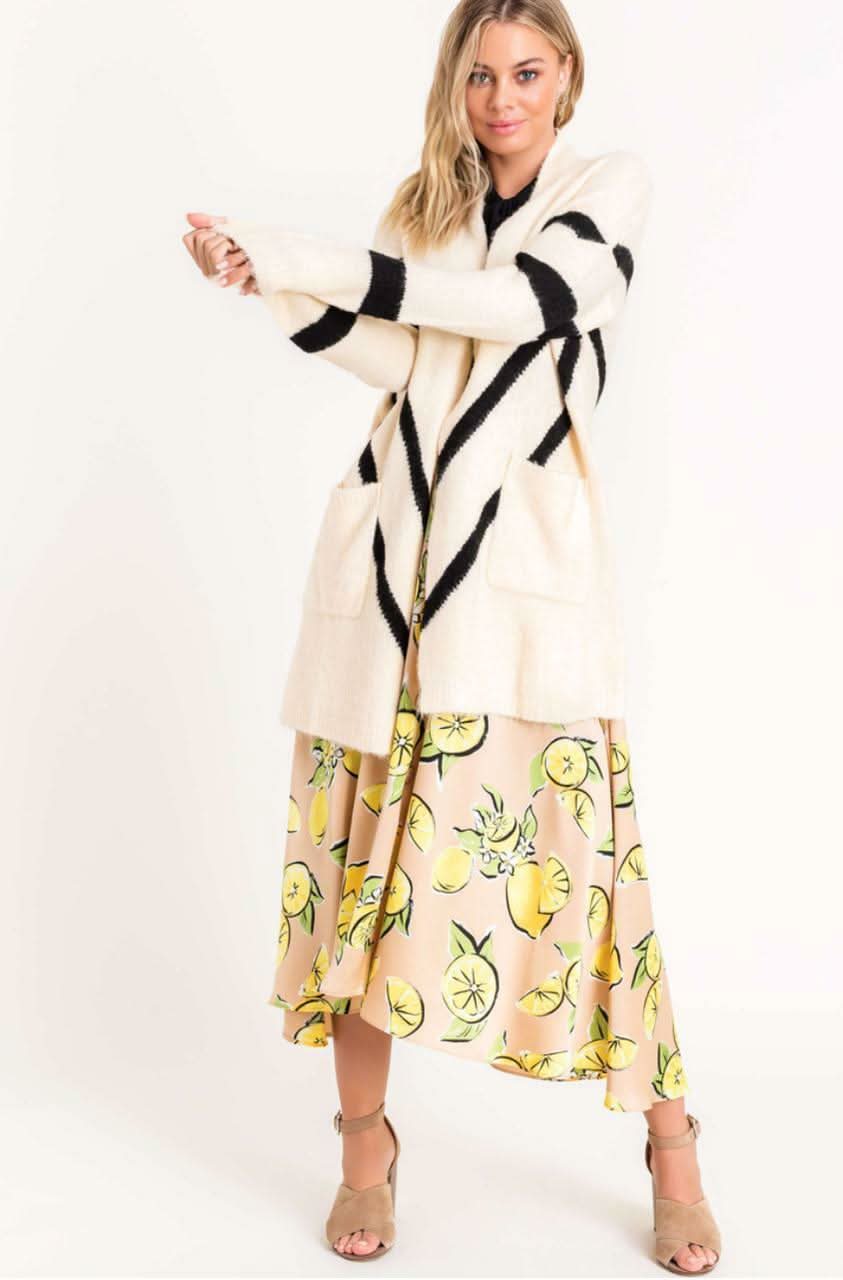 Cozy Dreams Cream Chevron Striped Knit Cardigan