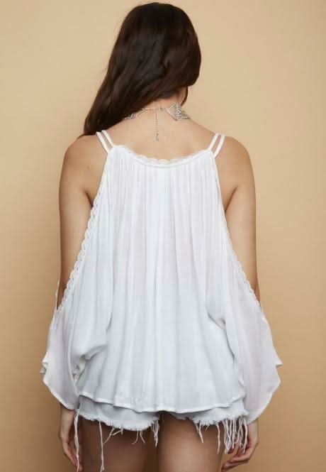 Noor White Cold Shoulder Top
