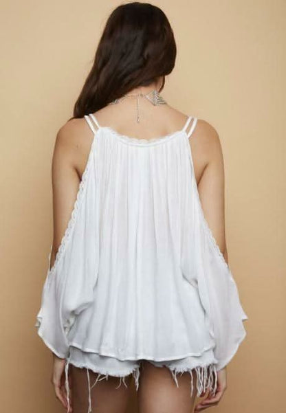 Noor White Cold Shoulder Top